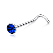 2.2mm Bezel Set Stone Curved Nose Stud Silver NSKB-58